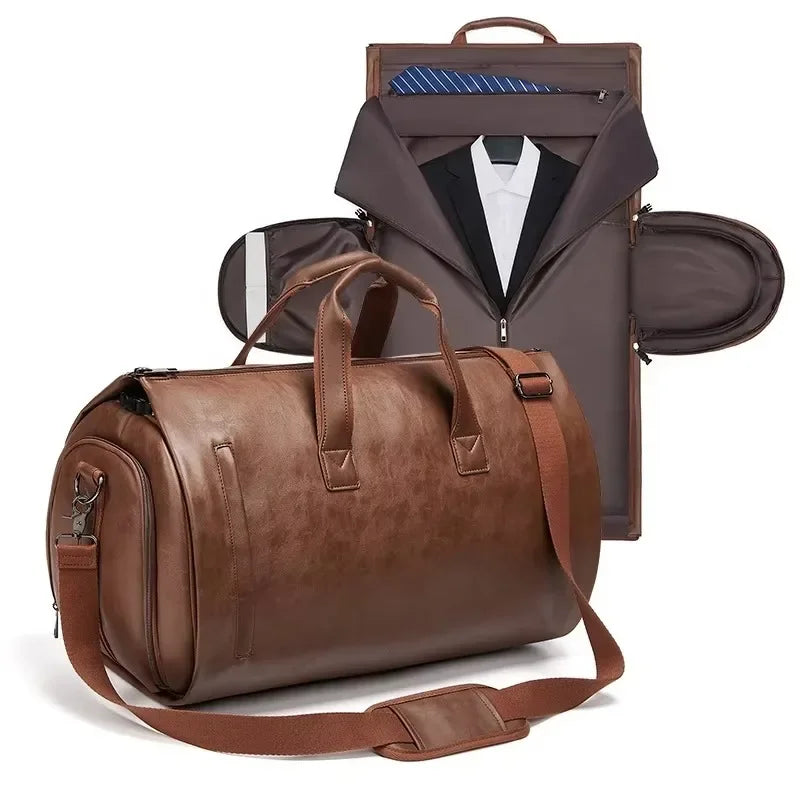 Leather duffel bag