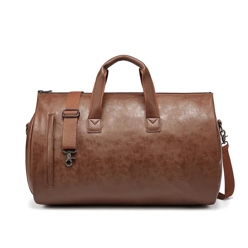 Leather duffel bag