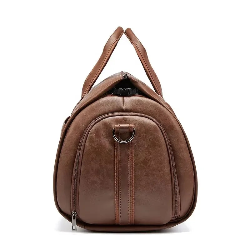 Leather duffel bag