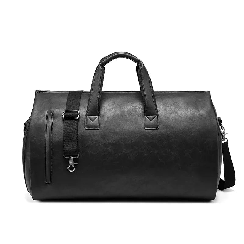 Leather duffel bag
