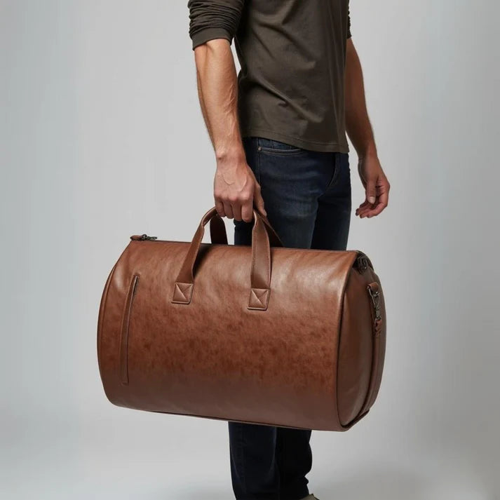 Leather duffel bag