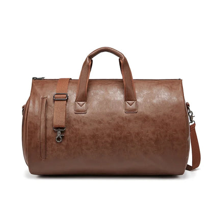 Leather duffel bag