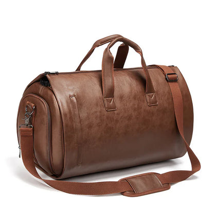 Leather duffel bag