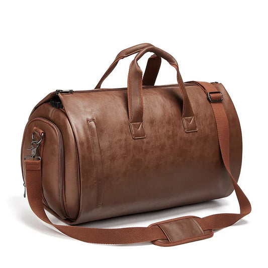 Leather duffel bag
